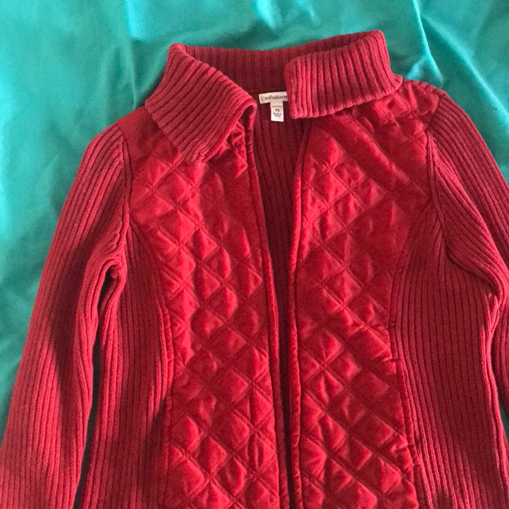 Red knitted jacket